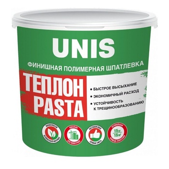 Шпатлевка готовая полимерная Юнис Pasta Теплон 15кг